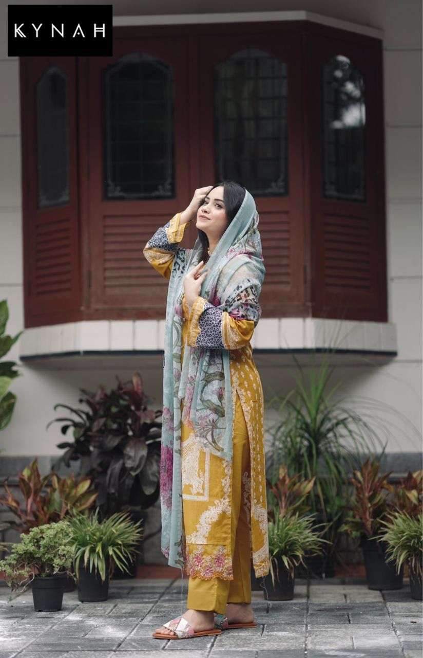 KYNAH 2180 HIT DESIGN BY AQSAWHOLESALE PURE LAWN PRINT WORK PAKISTANI DRESS