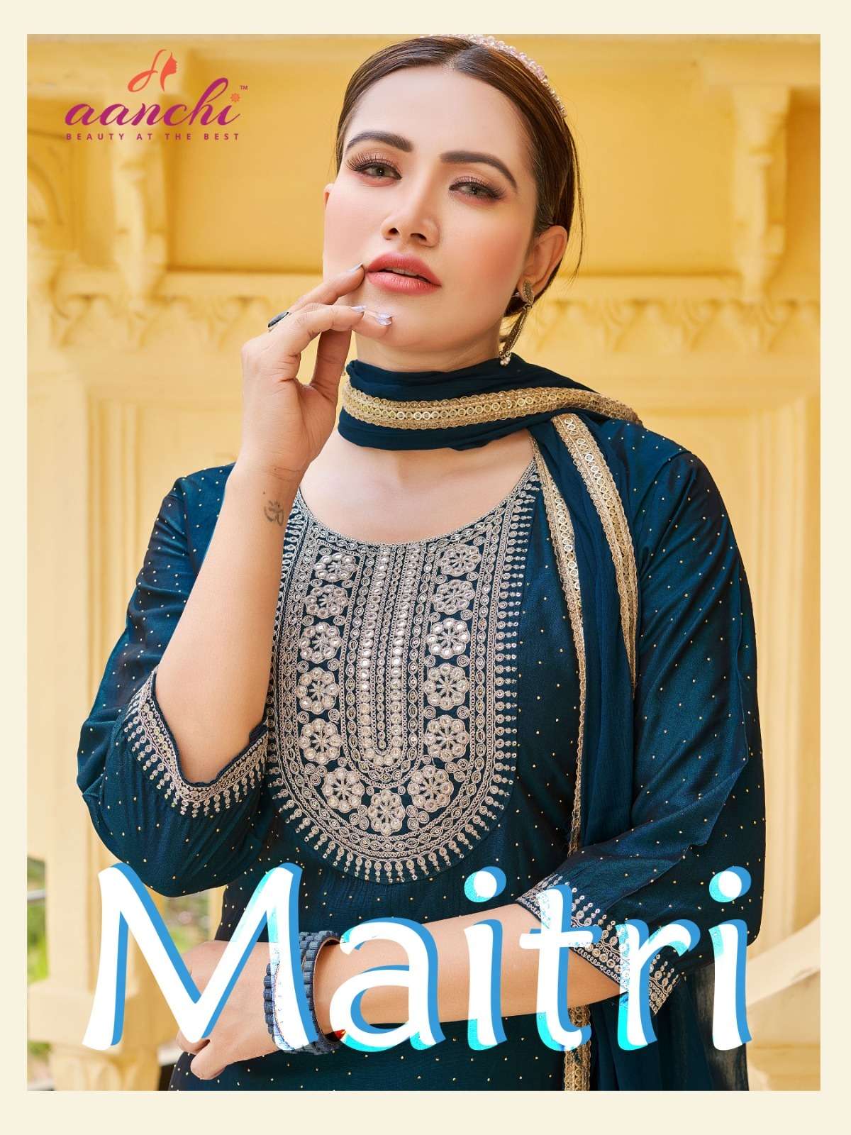 MAITRI BY AANCHI 01 TO 04 SERIES RANGILA SILK EMBROIDERY WORK READYMADE DRESSES