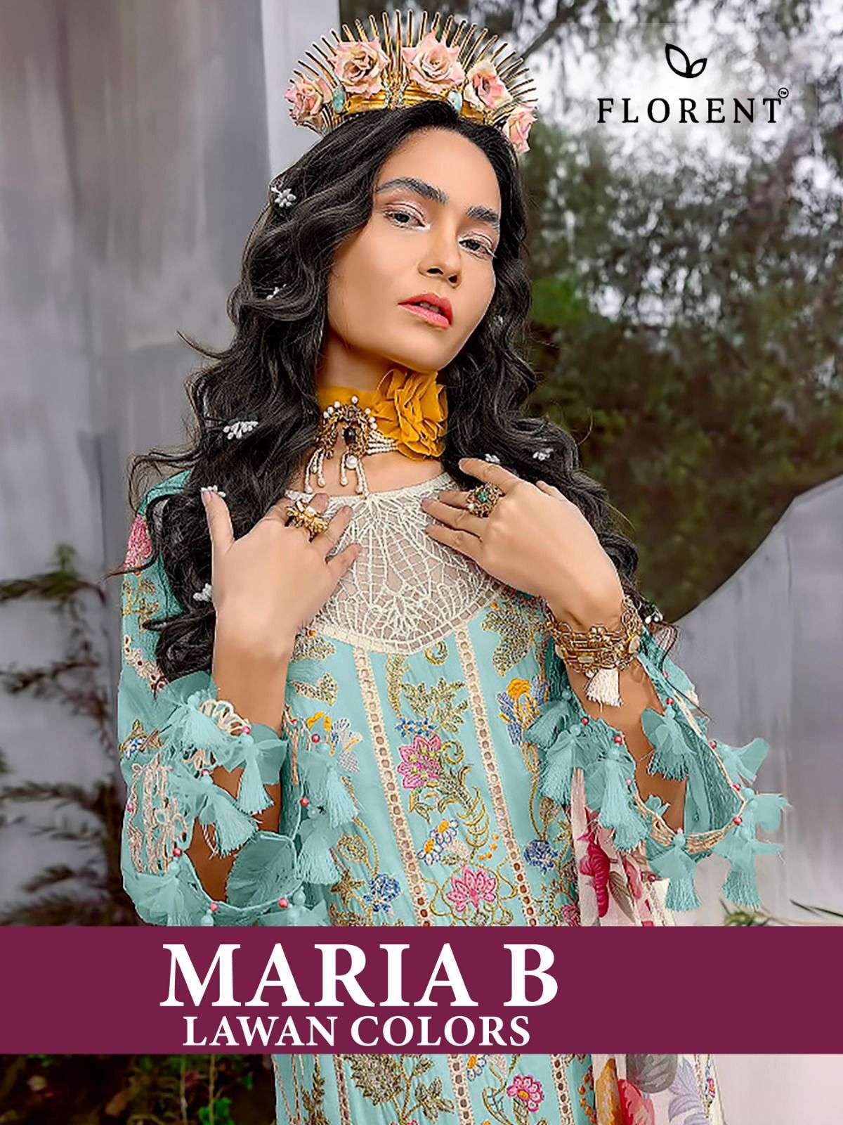 MARIA B LAWN COLORS BY FLORENT 1009-A TO 1009-D SERIES PURE COTTON WORK PAKISTANI DRESSES