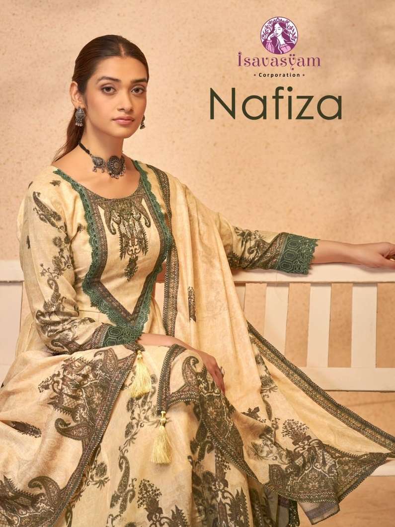 NAFIZA BY ISAVASYAM 1001 TO 1006 SERIES MAL-MAL COTTON PRINT HAND WORK READYMADE DRESSES