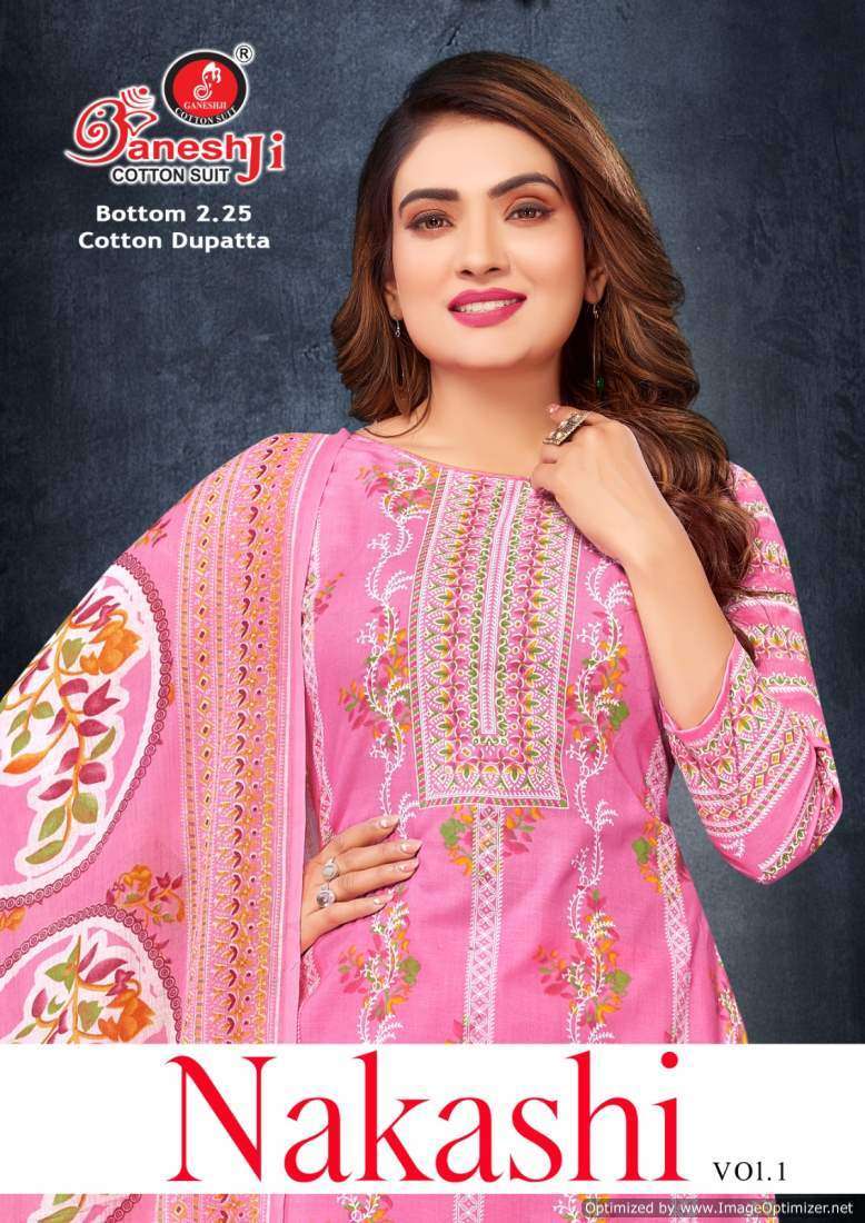 NAKASHI VOL-1 BY GANESHJI 1001 TO 1008 SERIES PURE COTTON PRINT DRESSES