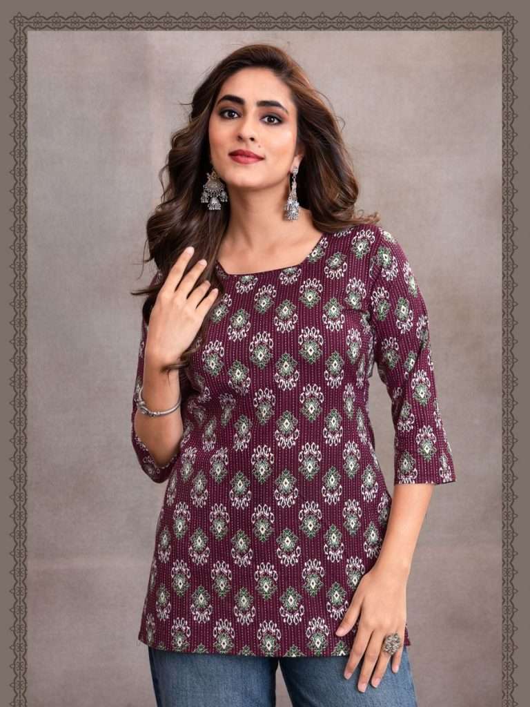 NAVJIVAN VOL-2 BY AQSAWHOLESALE 1000 TO 1009 SERIES FANCY COTTON PRINT TUNICS