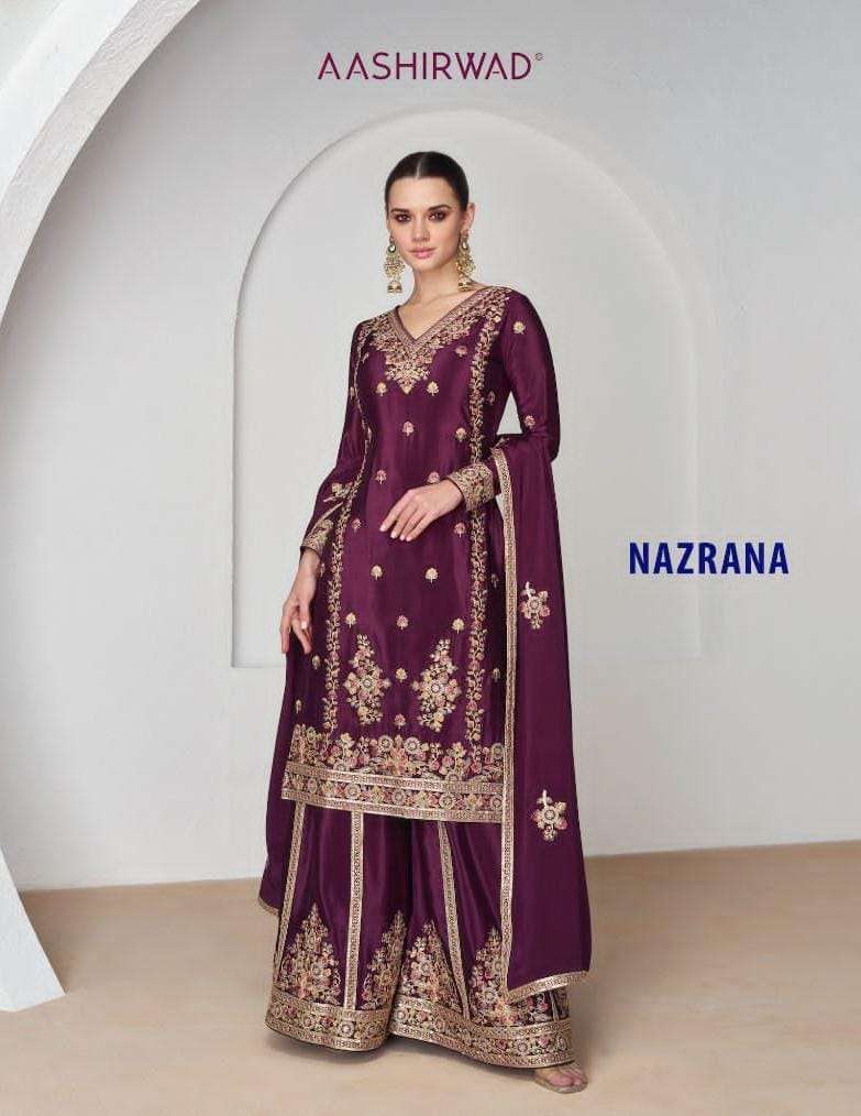 NAZRANA BY AASHIRWAD CREATION 9951 TO 9954 SERIES PREMIUM SILK WORK READYMADE DRESSES