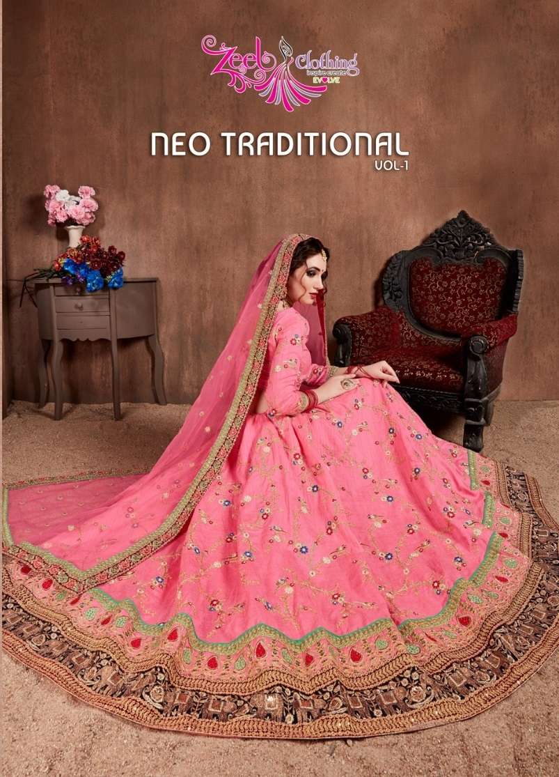 NEO TRADITIONAL BY ZEEL CLOTHING 7101 TO 7108 SERIES FANCY SILK HEAVY WORK LEHENGAS