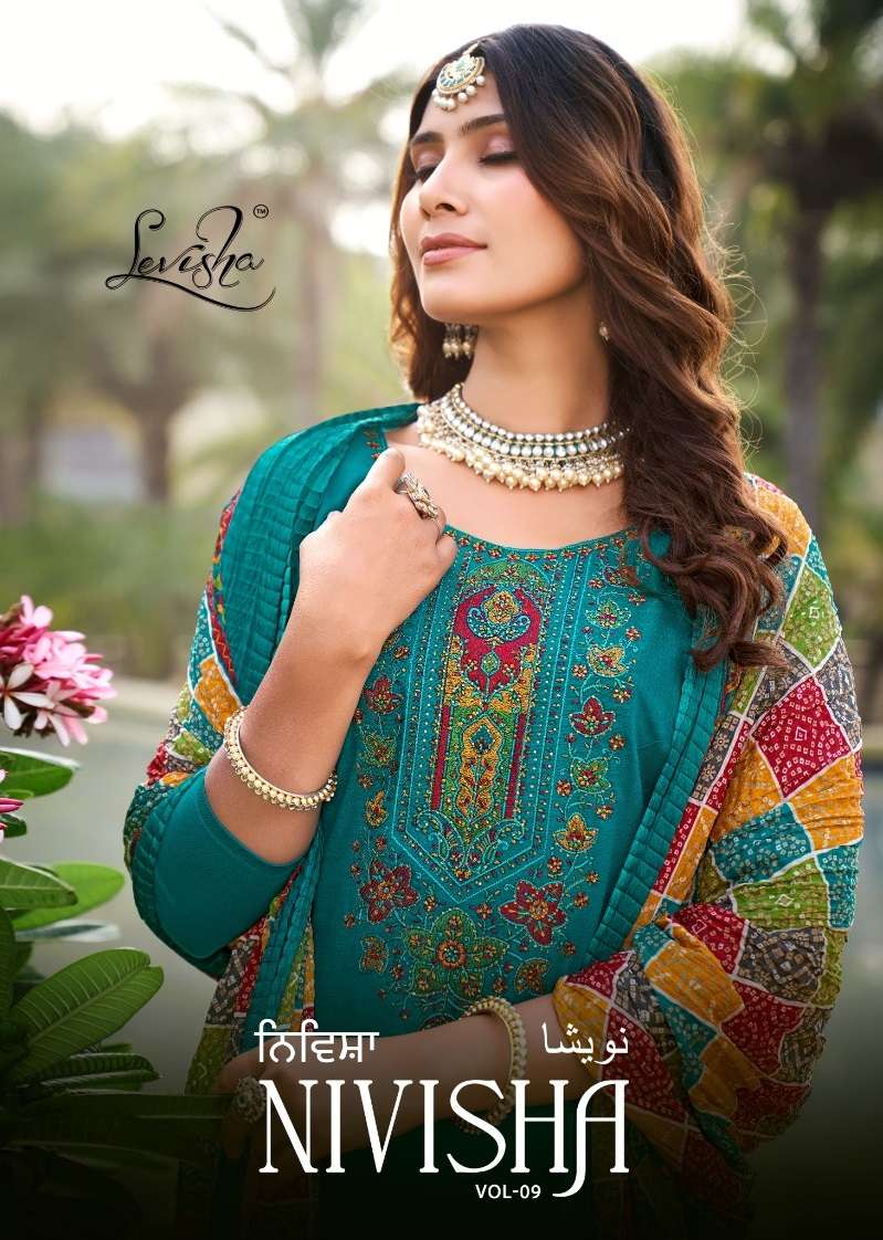 NIVISHA VOL-9 BY LEVISHA 01 TO 08 SERIES RAYON EMBROIDERY WORK DRESSES