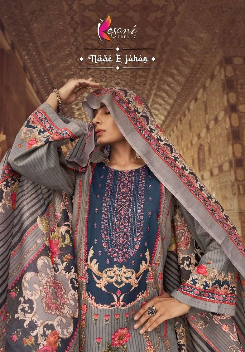 NOOR E JAHAN BY KESARI TRENDZ 6901 TO 6908 SERIES KARACHI LAWN PRINT WORK DRESSES