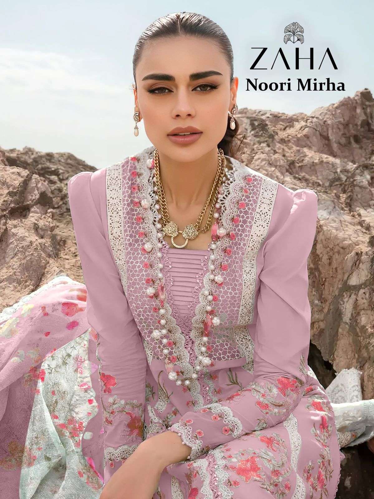 NOORI MIRHA BY ZAHA 10334-A TO 10334-D SERIES CAMBRIC COTTON WORK PAKISTANI DRESSES