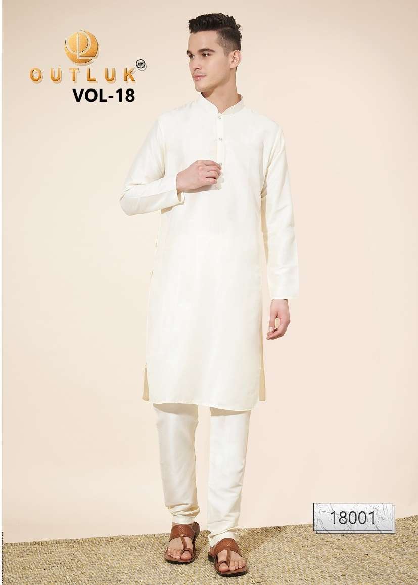 OUTLUK VOL-18 BY OUTLUK 18001 TO TO 18009 SERIES PURE SILK FABRIC MENS KURTA PAJAMAS