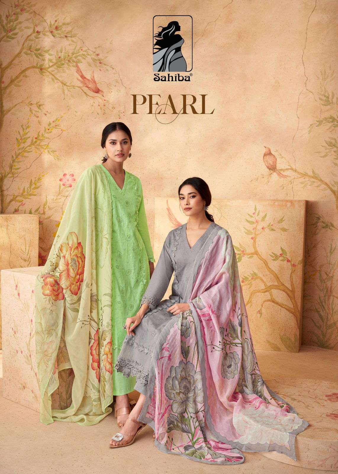 PEARL BY SAHIBA 1025 TO 1085 SERIES PURE COTTON LAWN EMBROIDERY HAND WORK DRESSES