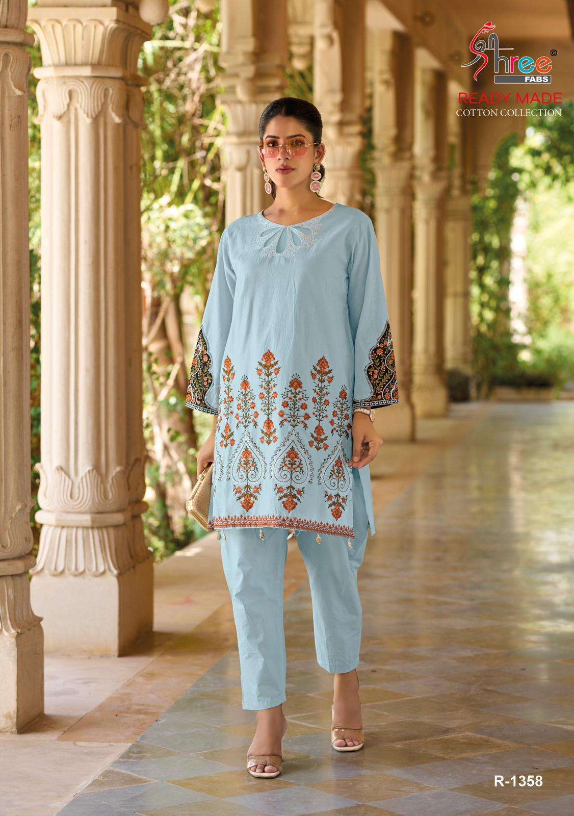 R-1358 COLOURS BY SHREE FABS 1358-A TO 1358-D SERIES CAMBRIC COTTON WORK CO-ORD SET