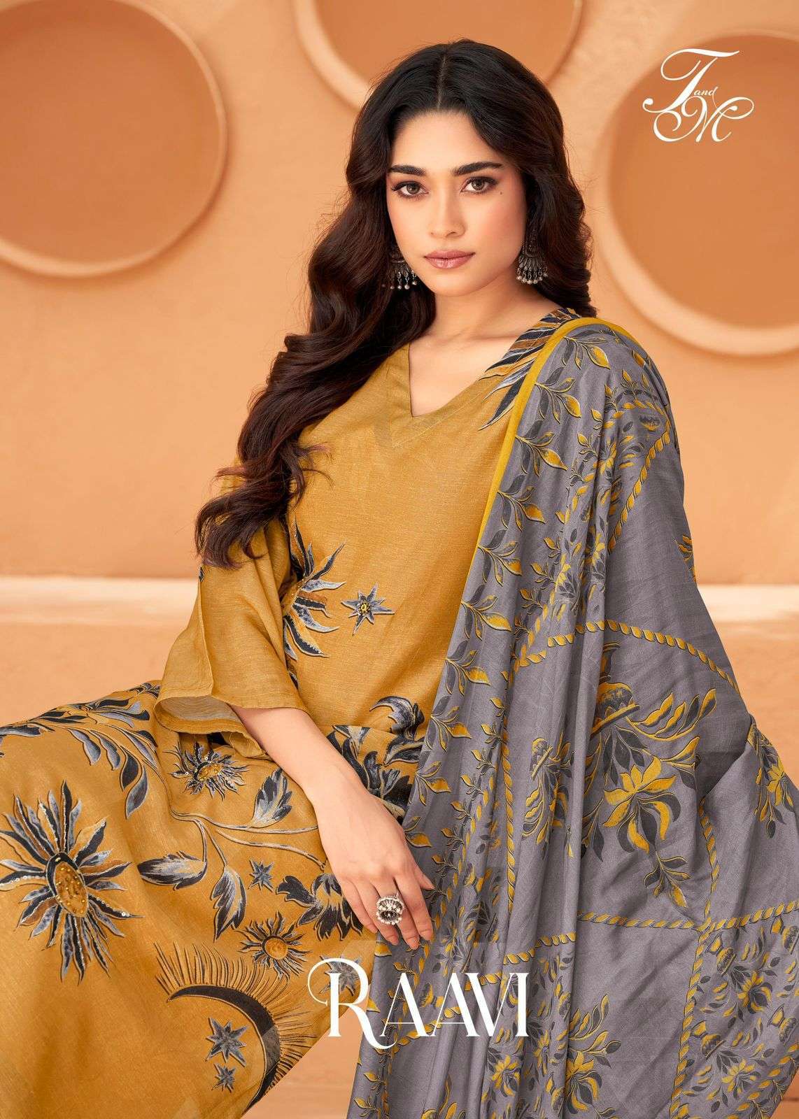 RAAVI BY T&M 4235 TO 4295 SERIES VISCOSE ORGANZA PRINT HAND WORK DRESSES