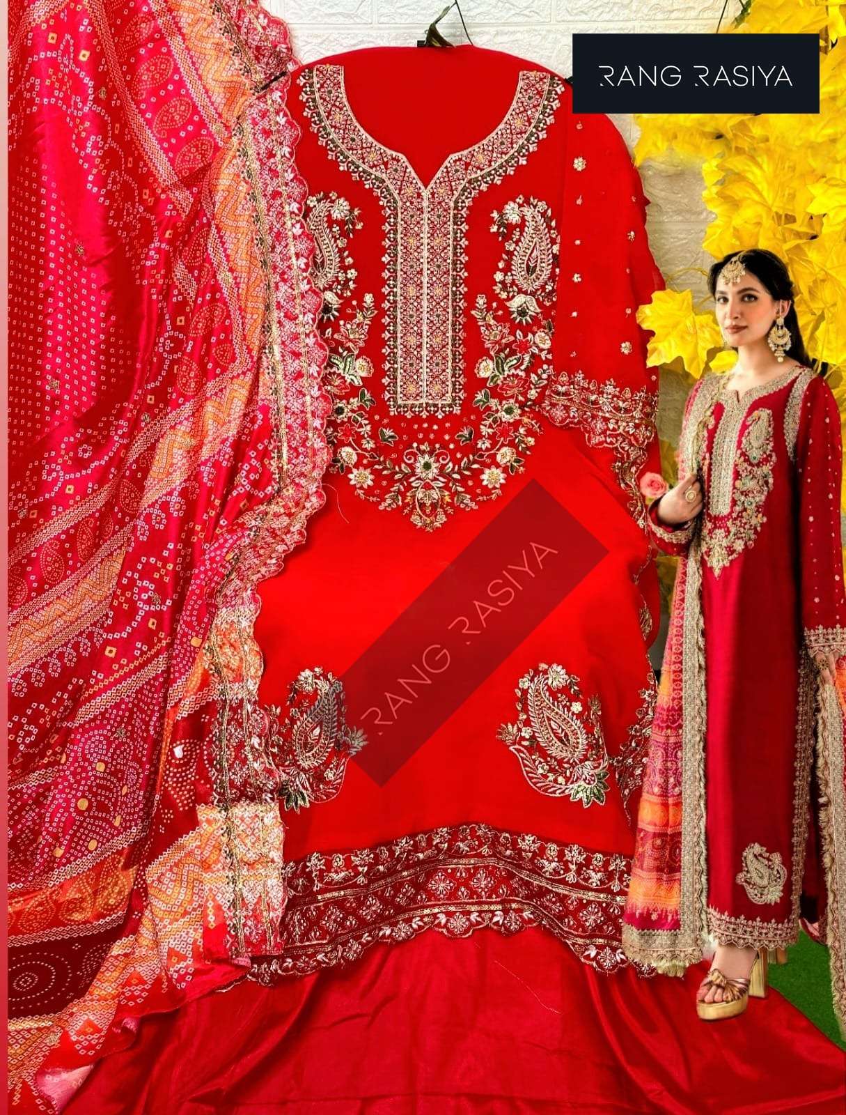 RANG RASIYA 1006 HIT DESIGN BY AQSAWHOLESALE FAUX GEORGETTE WORK PAKISTANI DRESS