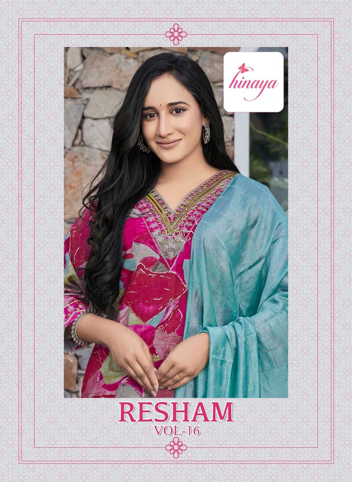 RESHAM VOL-16 BY HINAYA 16001 TO 16004 SERIES MODAL PRINT WORK READYMADE DRESSES