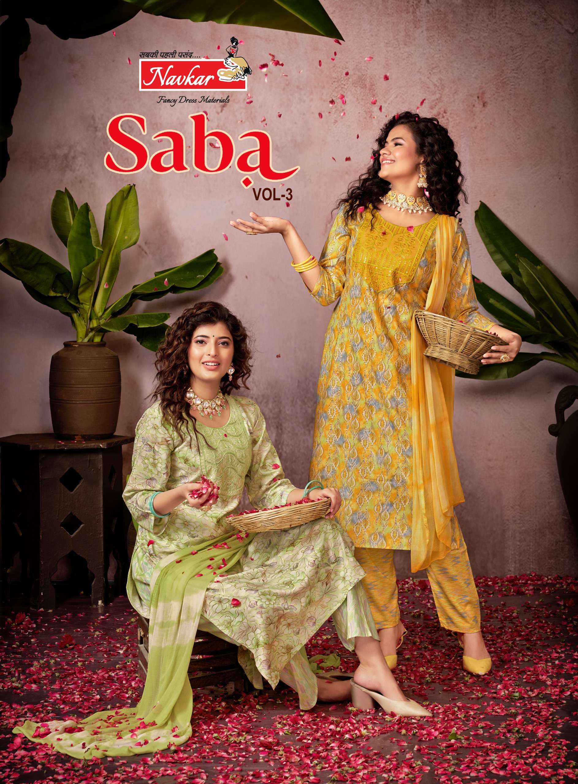 SABA VOL-3 BY NAVKAR 3001 TO 3008 SERIES RAYON FOIL PRINT WORK READYMADE DRESSES