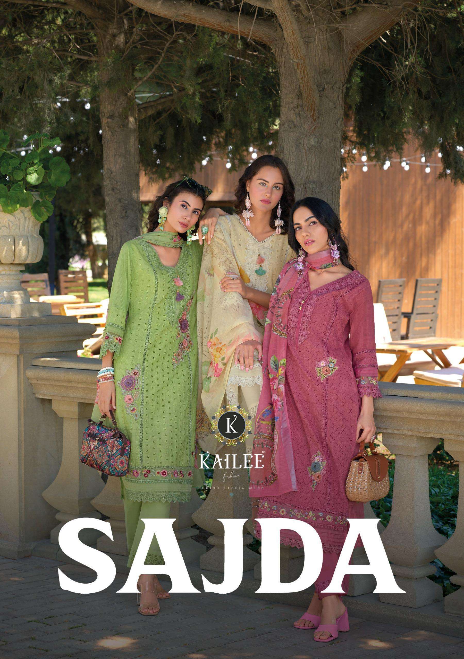 SAJDA BY KAILEE FASHION 42671 TO 42674 SERIES PURE COTTON HAND WORK READYMADE DRESSES