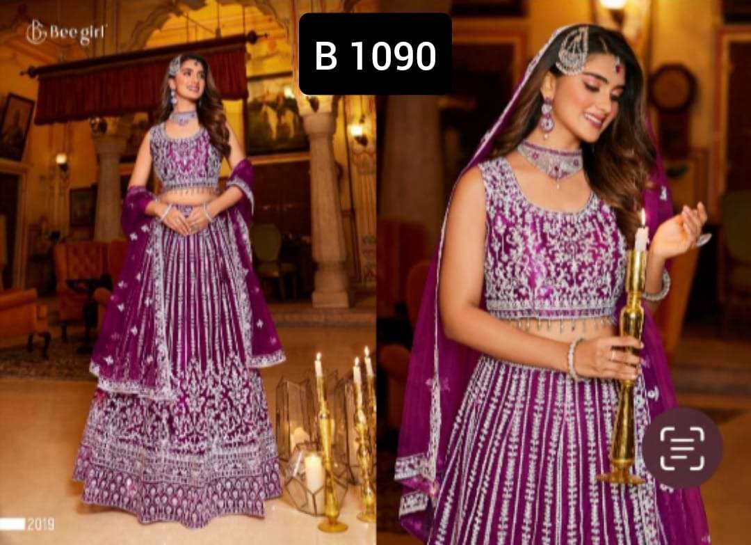 SANAYA VOL-2 BY BEE GIRL 1081 TO 1091 SERIES FANCY FABRIC HEAVY WORK CROP-TOP LEHENGAS