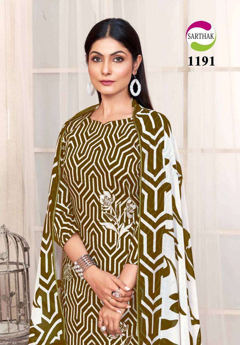 SARTHAK 1191-A TO 1191-D SERIES BY AQSAWHOLESALE PURE JAAM COTTON HEAVY WORK DRESSES