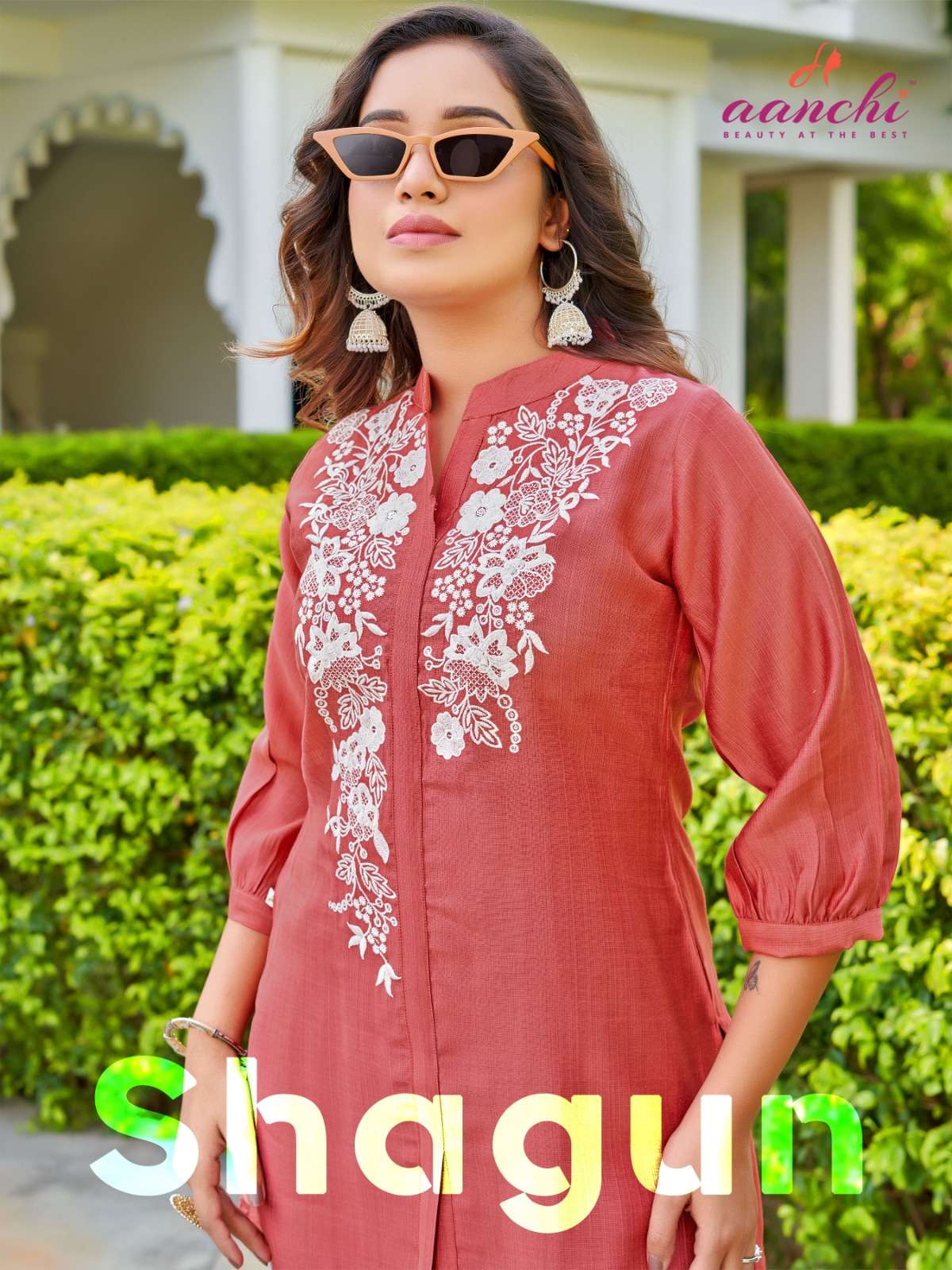 SHAGUN BY AANCHI 01 TO 05 SERIES FANCY FABRIC EMBROIDERY WORK TOPS