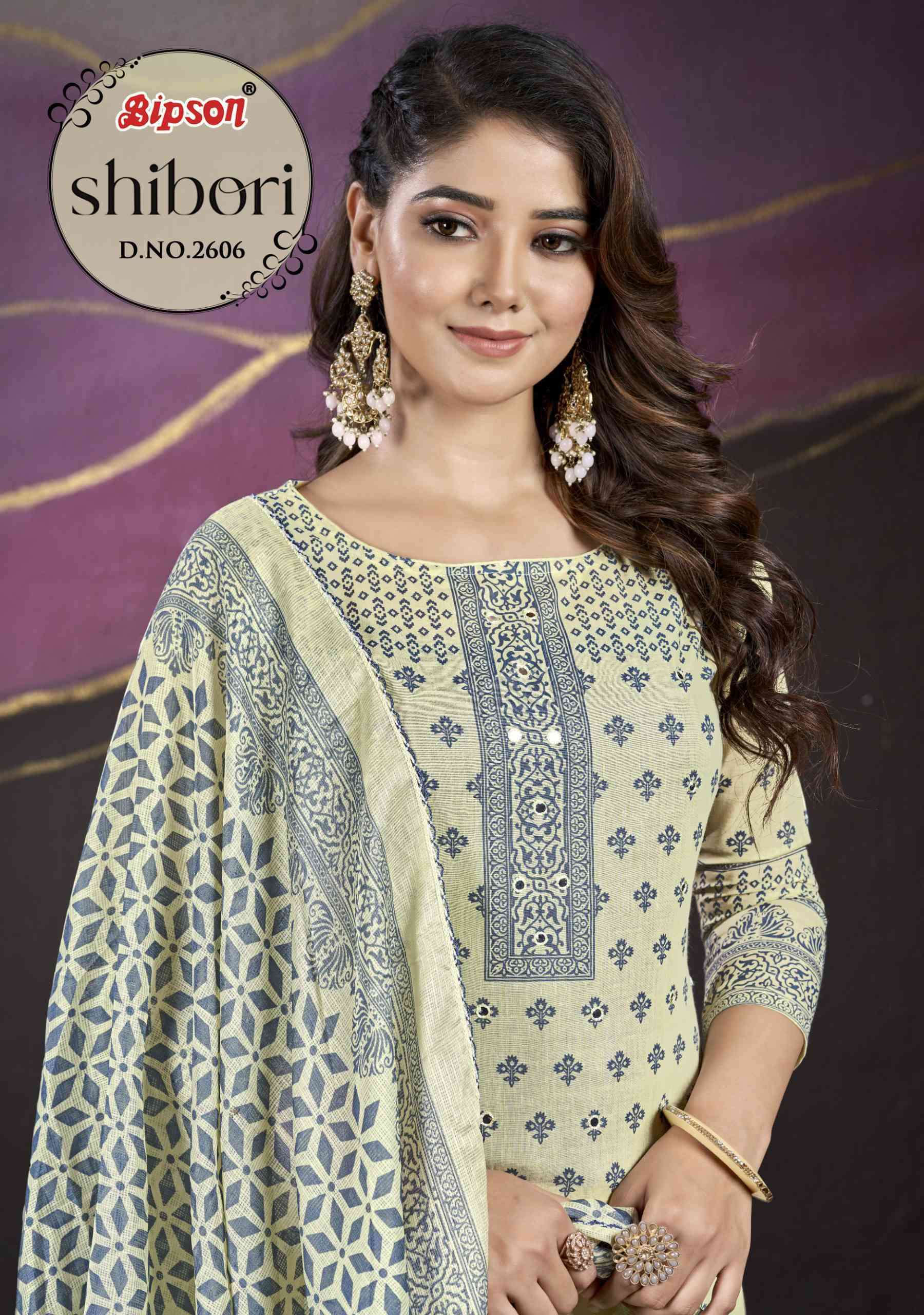 SHIBORI 2606-A TO 2606-D SERIES BY BIPSON COTTON PRINT WORK DRESSES