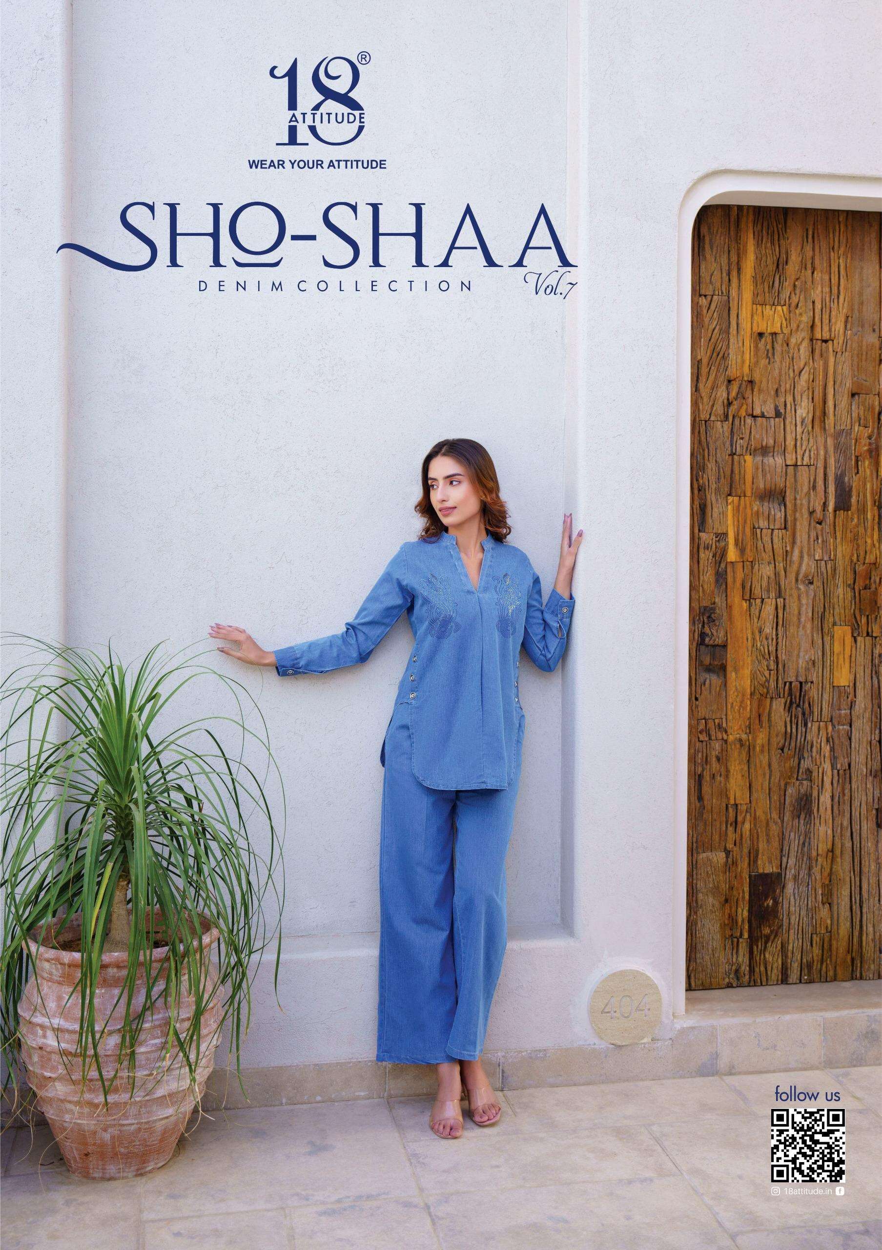 SHO-SHAA VOL-7 BY 18 ATTITDE 701 TO 707 SERIES COTTON DENIM WORK CO-ORD SET