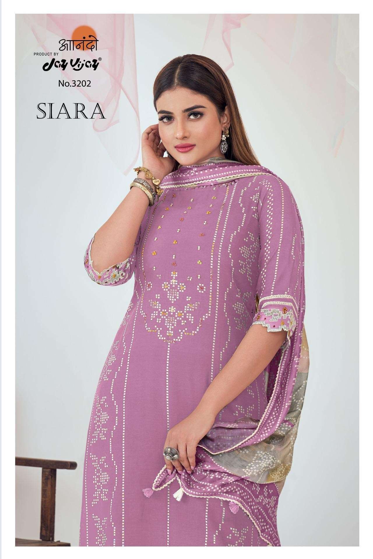 SIARA BY JAY VIJAY 3202-A TO 3202-D SERIES PURE CHANDERI PRINT WORK DRESSES