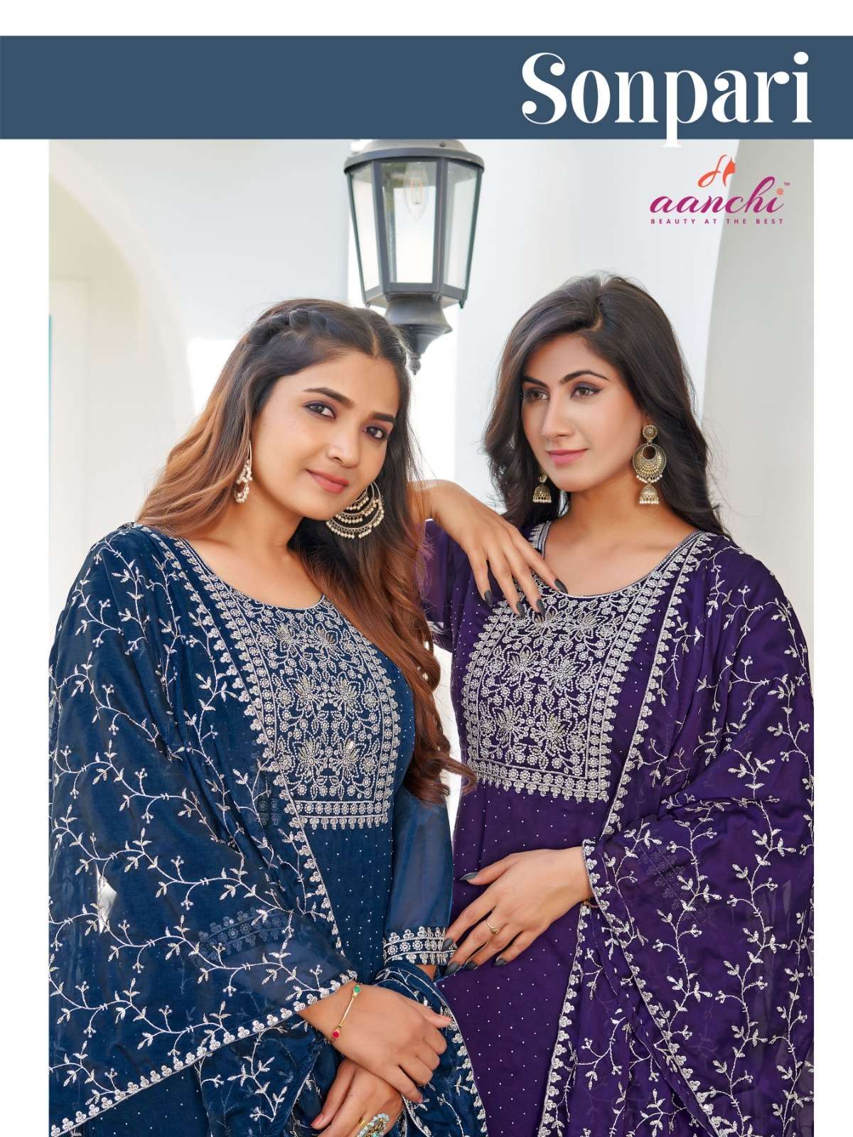 SONPARI BY AANCHI 01 TO 04 SERIES FANCY FABRIC HEAVY WORK READYMADE DRESSES