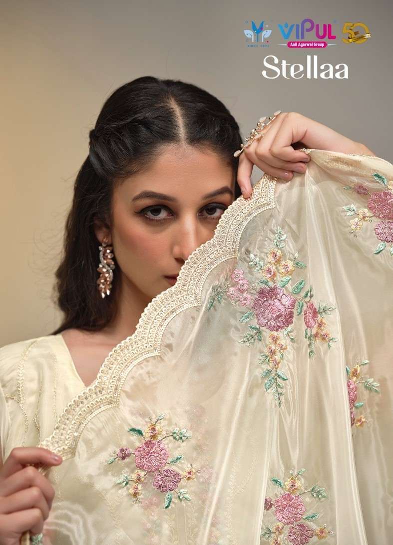 STELLA BY VIPUL 5911 TO 5914 SERIES SOFT ORGANZA EMBROIDERY WORK DRESSES