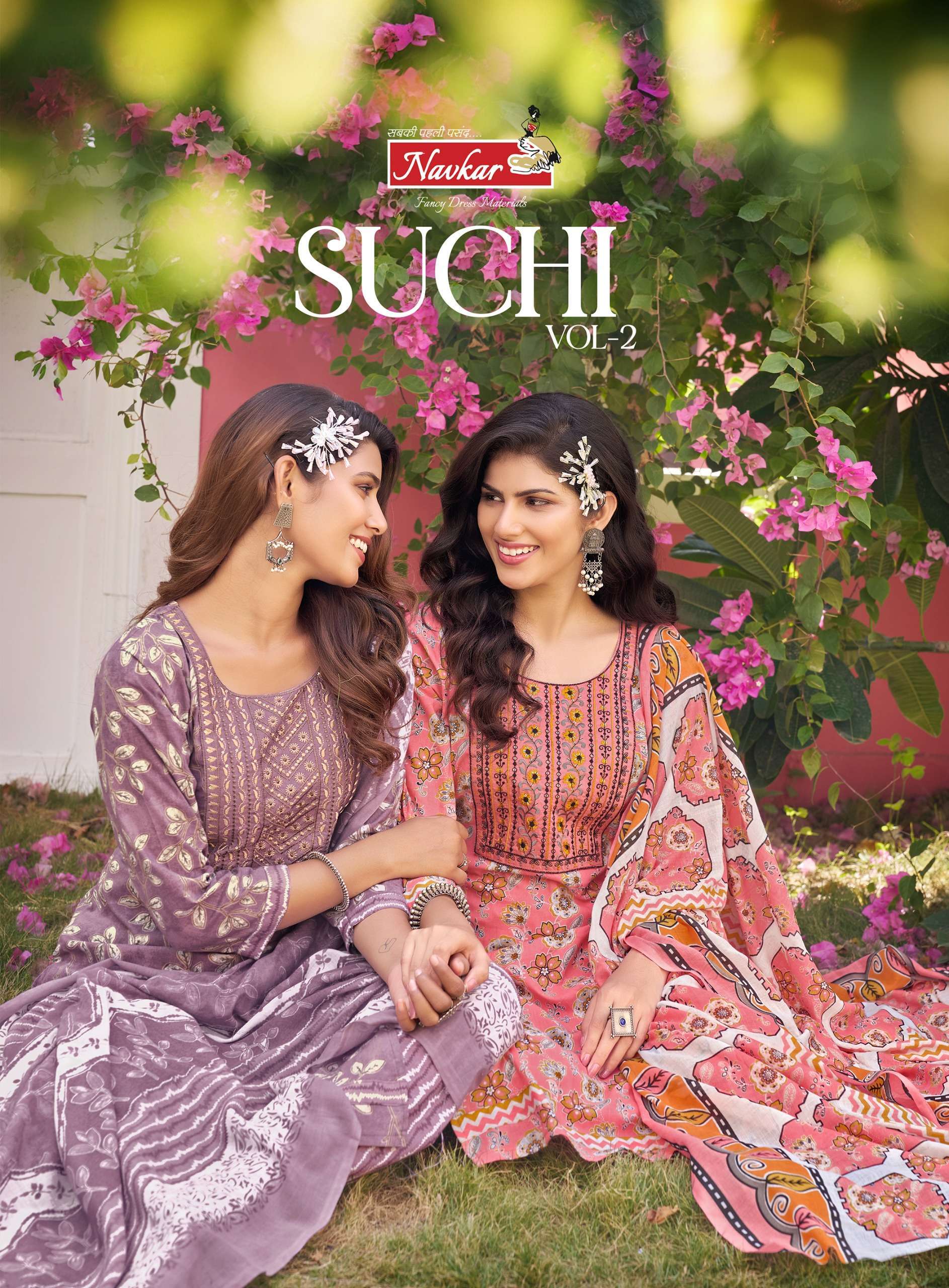 SUCHI VOL-2 BY NAVKAR 2001 TO 2008 SERIES CAMBRIC COTTON PRINT WORK READYMADE DRESSES