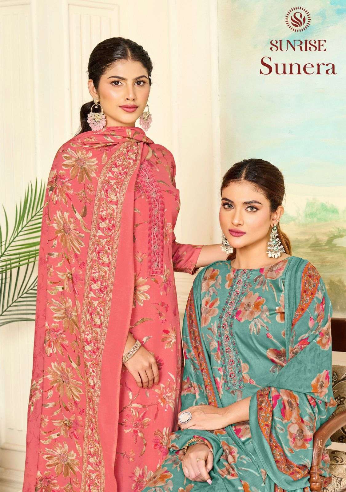 SUNERA BY SUNRISE 1001 TO 1008 SERIES JAAM SATIN PRINT EMBROIDERY WORK DRESSES