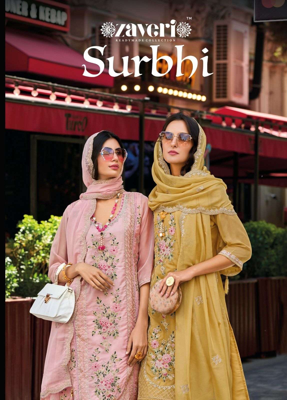 SURBHI BY ZAVERI 1331 TO 1333 SERIES SOFT ORGANZA EMBROIDERY WORK READYMADE DRESSES