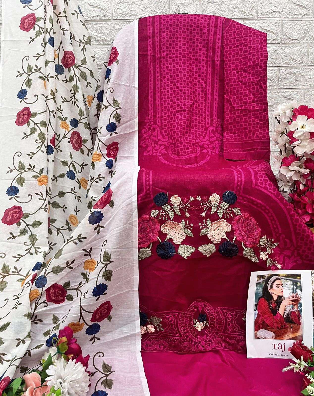 TAJ 530 HIT DESIGN BY TAJ CREATION PURE COTTON PRINT WORK PAKISTANI DRESS