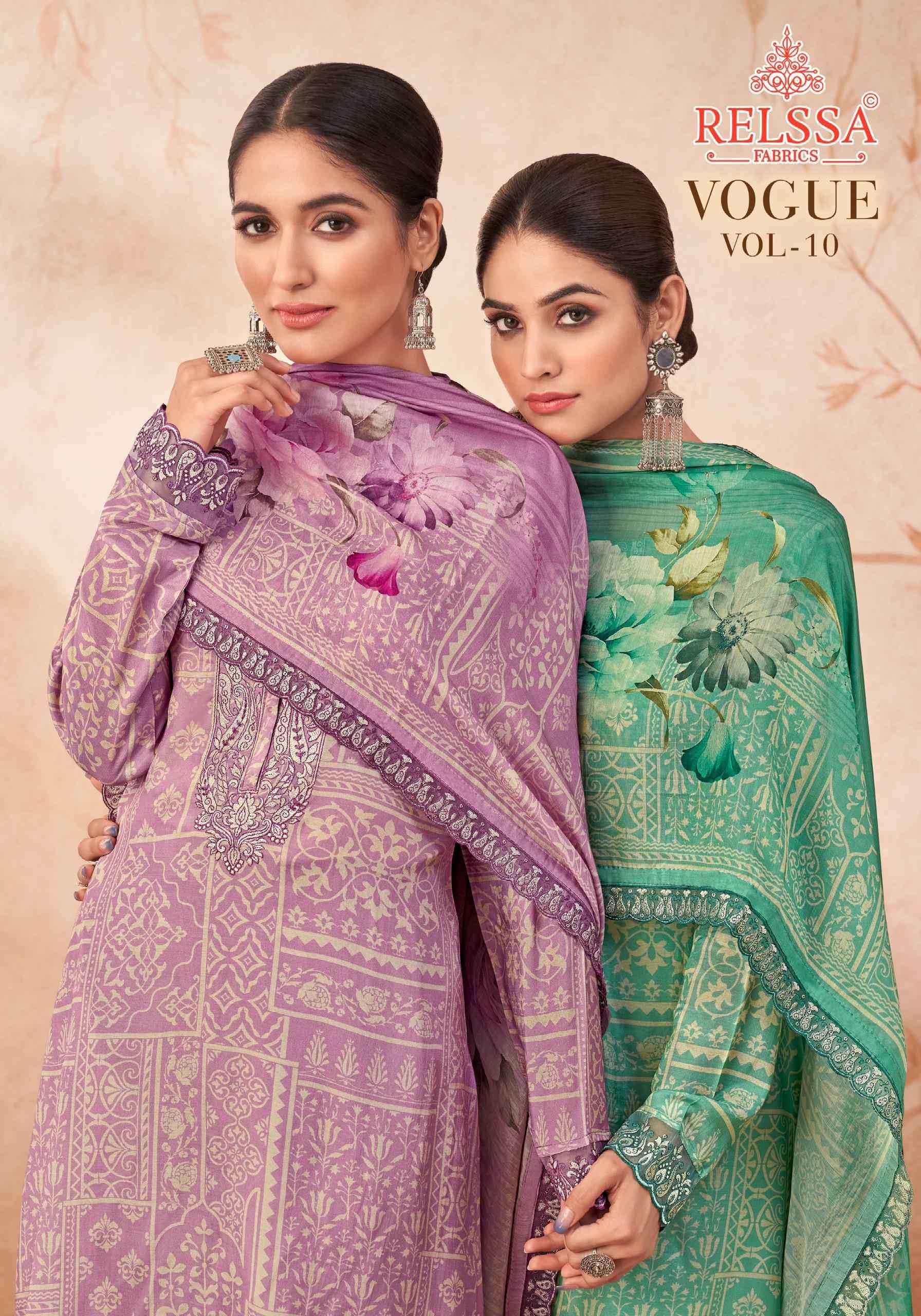 VOGUE VOL-10 BY RELSSA 1001 TO 1004 SERIES PURE MODAL EMBROIDERY WORK DRESSES