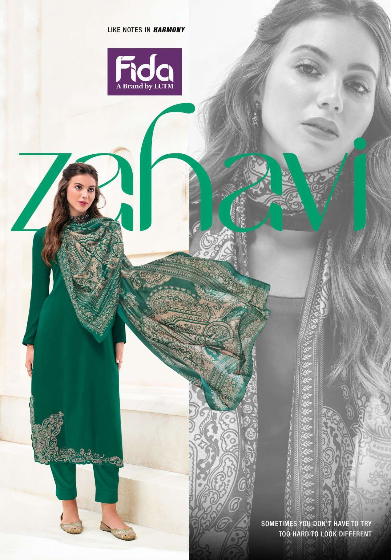 ZAHAVI BY FIDA 1001 TO 1006 SERIES PURE COTTON SATIN PRINT WORK DRESSES