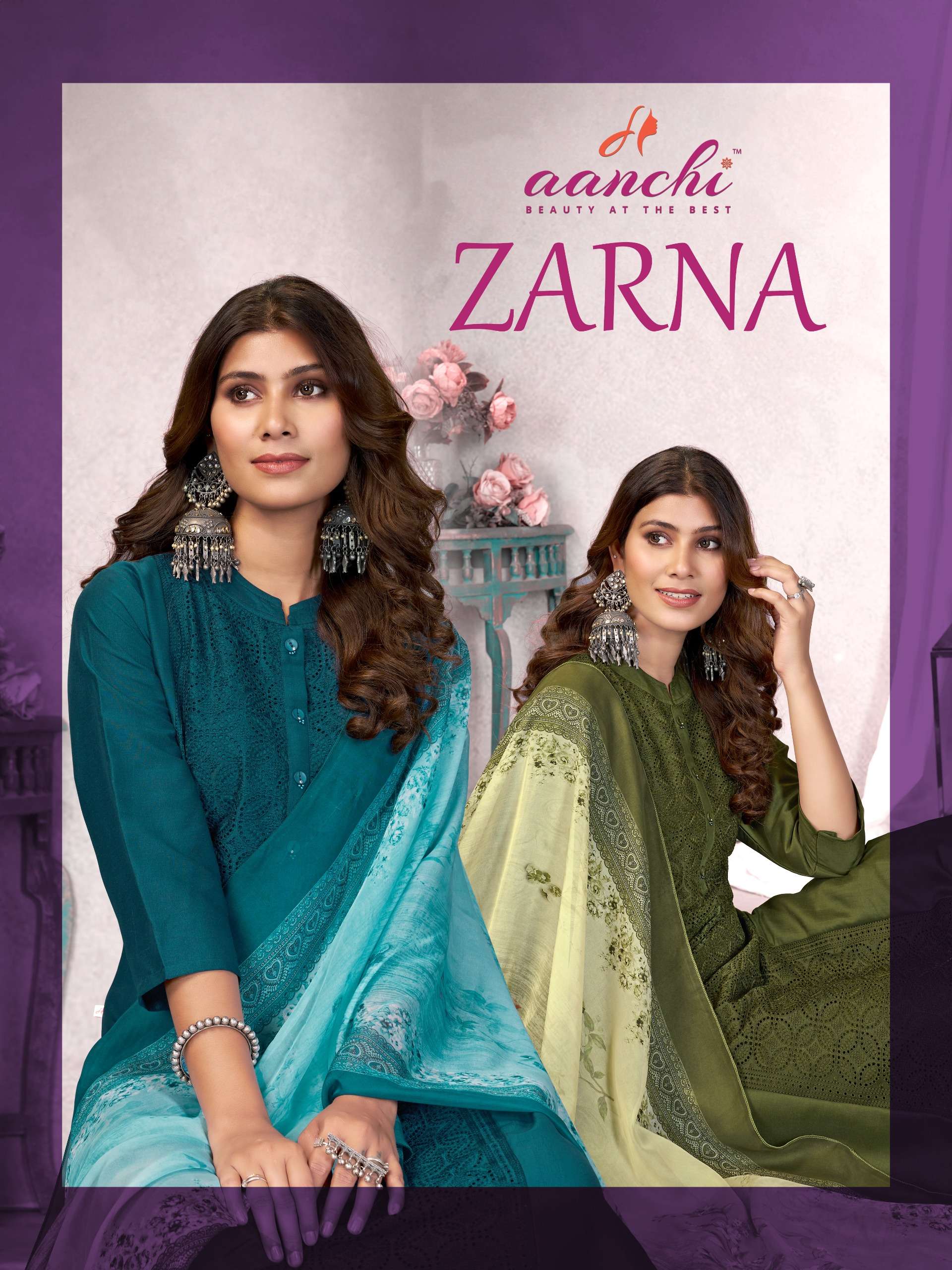 ZARNA BY AANCHI 1001 TO 1004 SERIES PURE CHINON EMBROIDERY READYMADE DRESSES