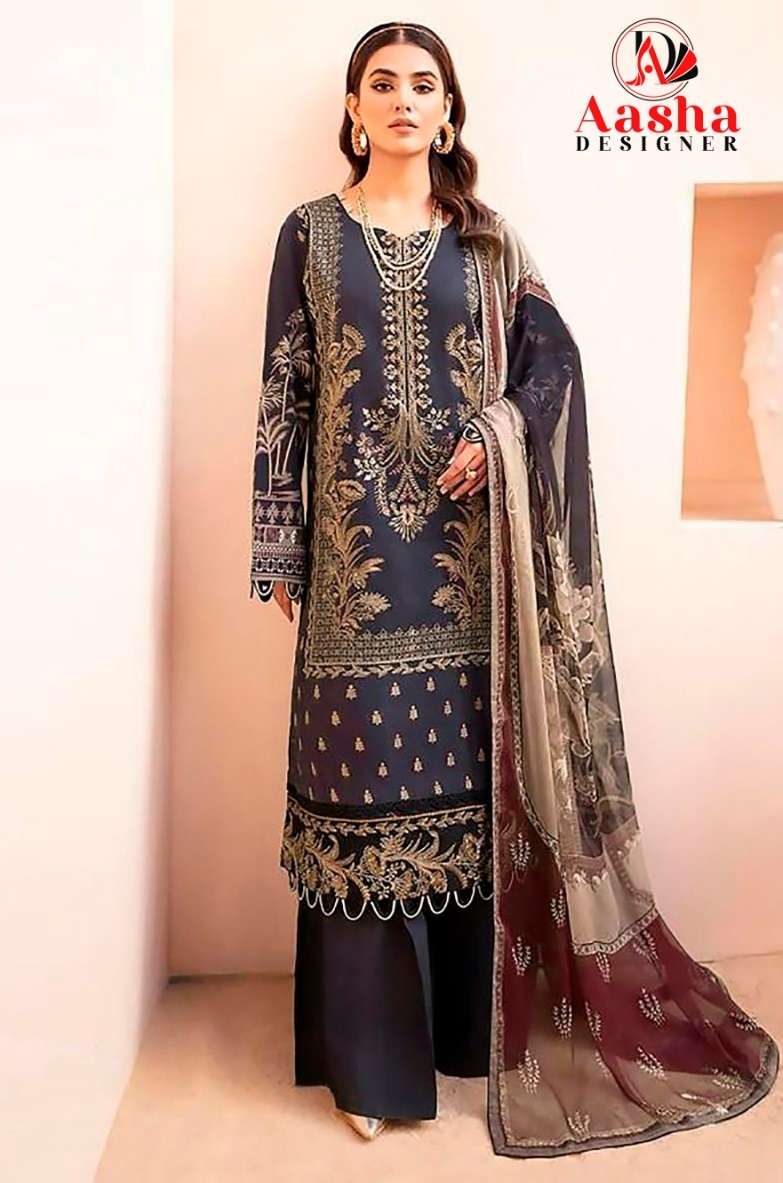 AASHA 1065-A TO 1065-D SERIES BY AASHA DESIGNER COTTON PRINT WORK PAKISTANI DRESSES