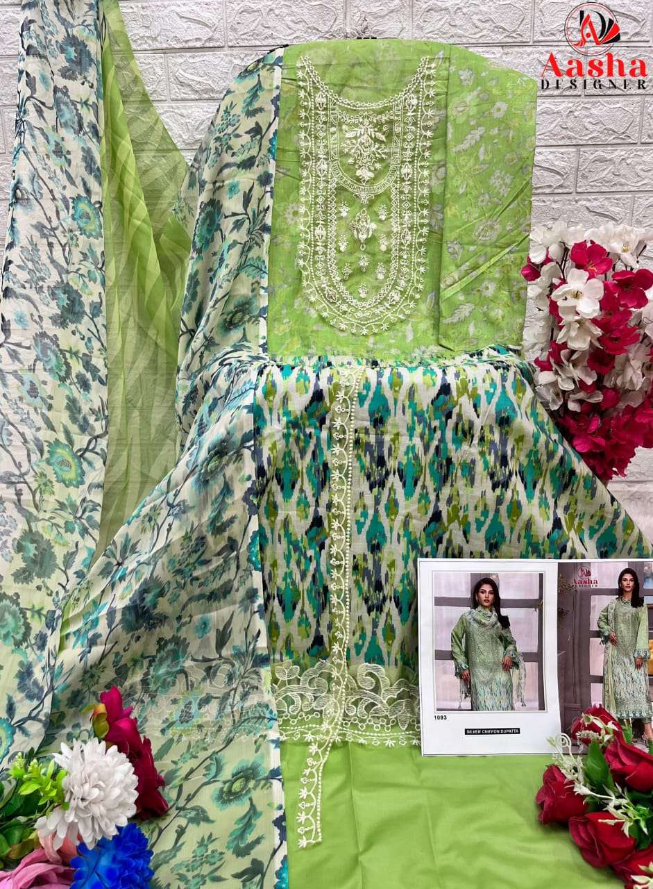 AASHA 1093 HIT DESIGN BY AASHA DESIGNER PURE COTTON PRINT WORK PAKISTANI DRESS