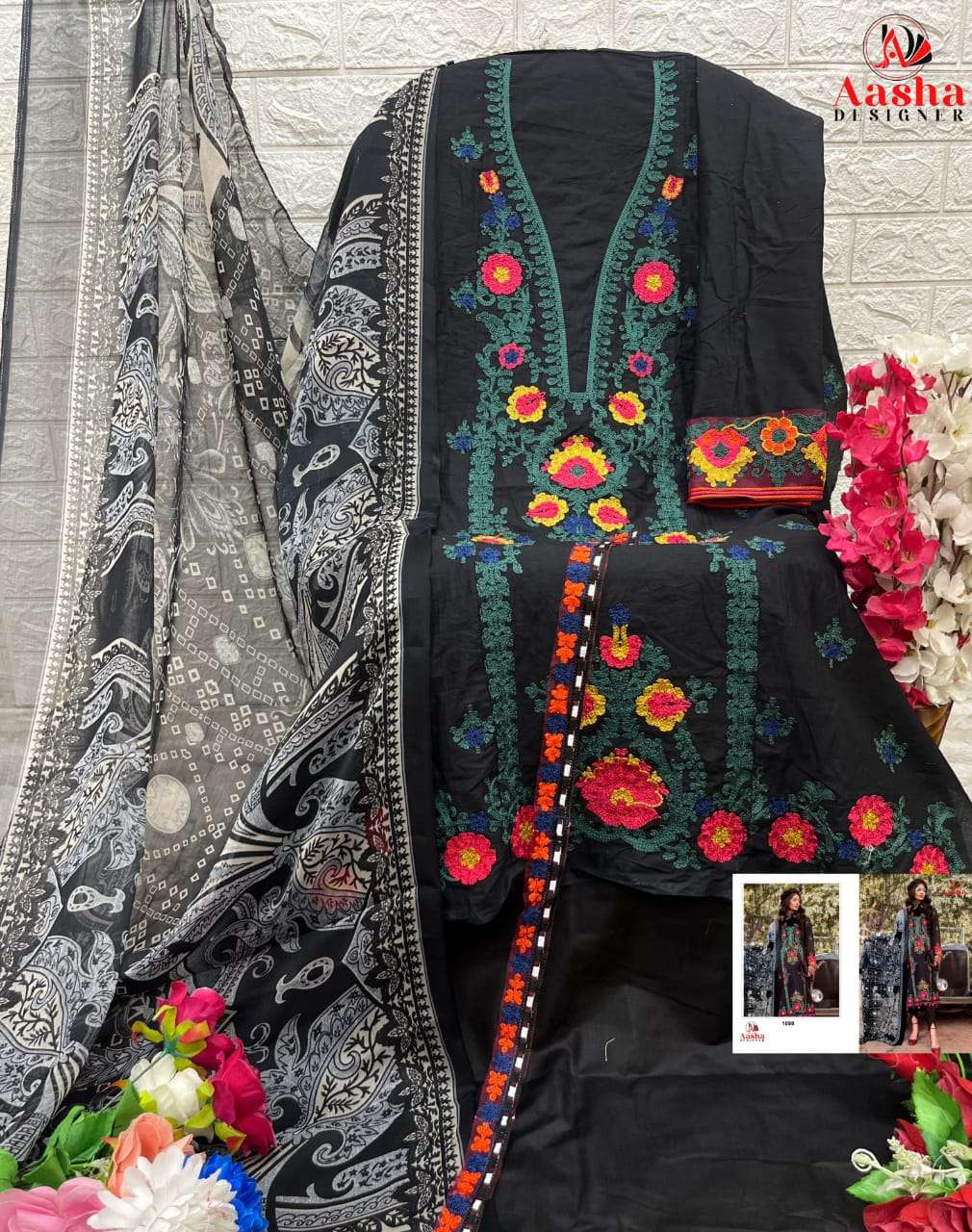 AASHA 1098 HIT DESIGN BY AASHA DESIGNER HEAVY RAYON PRINT WORK PAKISTANI DRESS