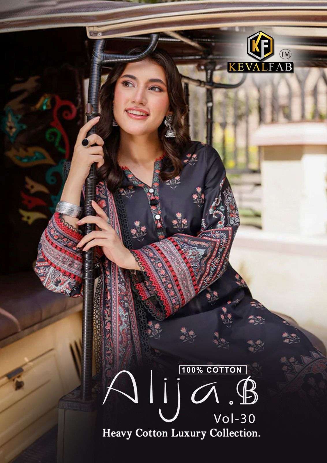 ALIJA.B VOL-30 BY KEVAL FAB 30001 TO 30006 SERIES HEAVY COTTON PRINT PAKISTANI DRESSES