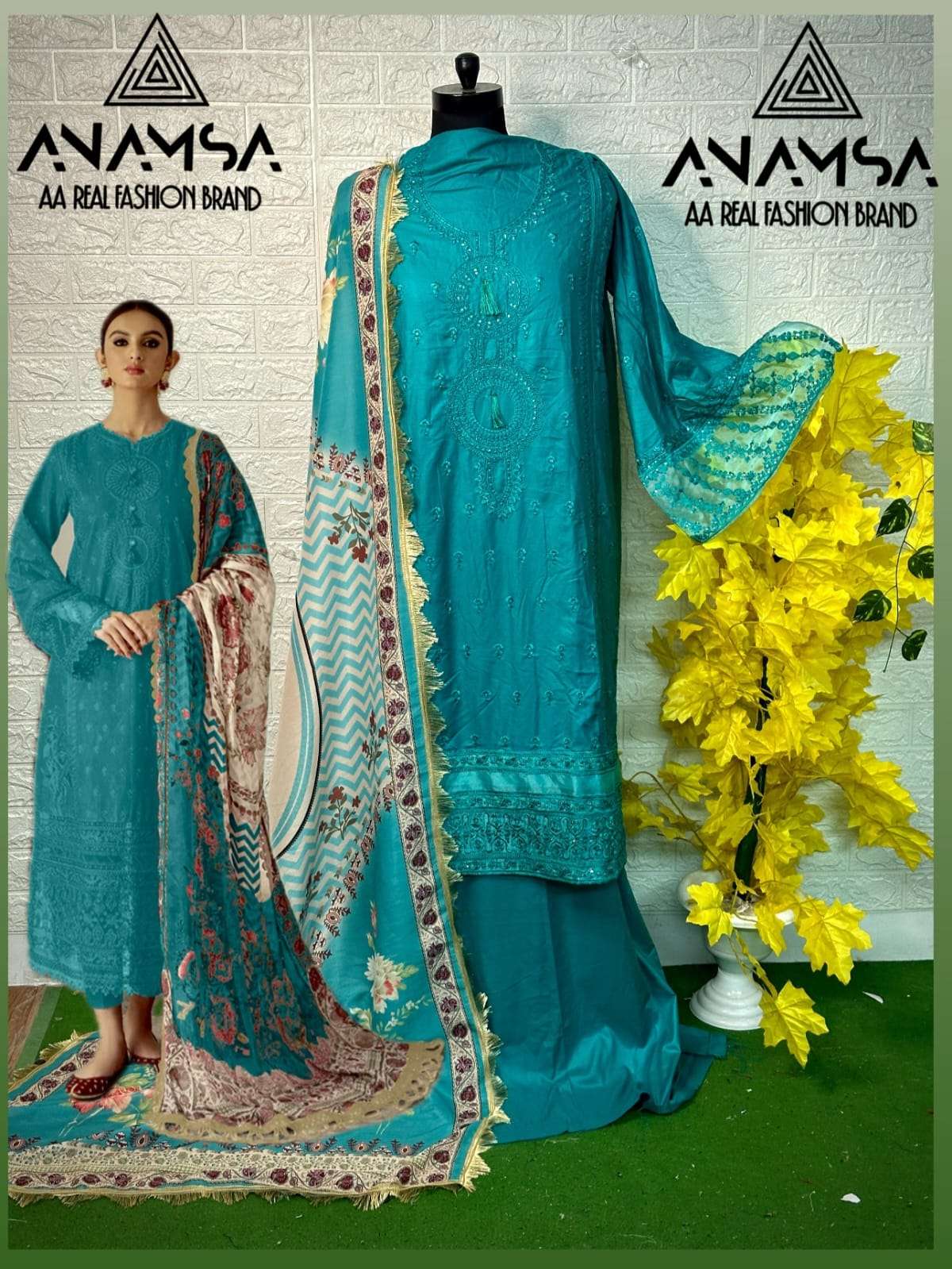 ANAMSA 445 COLOURS BY ANAMSA 445-A TO 445-D SERIES RAYON COTTON WORK PAKISTANI DRESSES