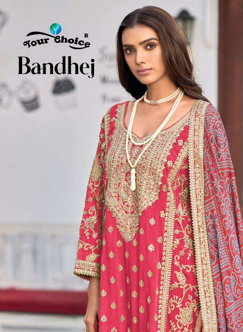 BANDHEJ BY YOUR CHOICE 1001 & 1002 SERIES REAL CHINON HEAVY WORK READYMADE DRESSES