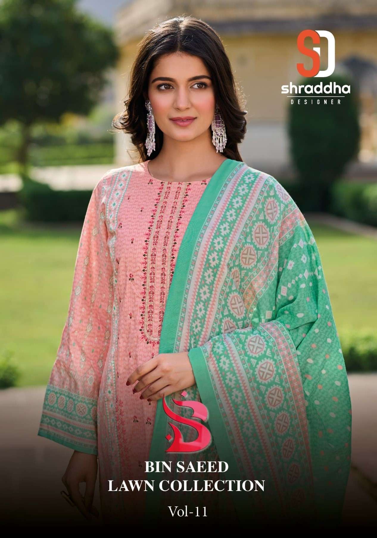 BIN SAEED LAWN COLLECTION VOL-11 BY SHRADDHA DESIGNER COTTON EMBROIDERY WORK DRESSES