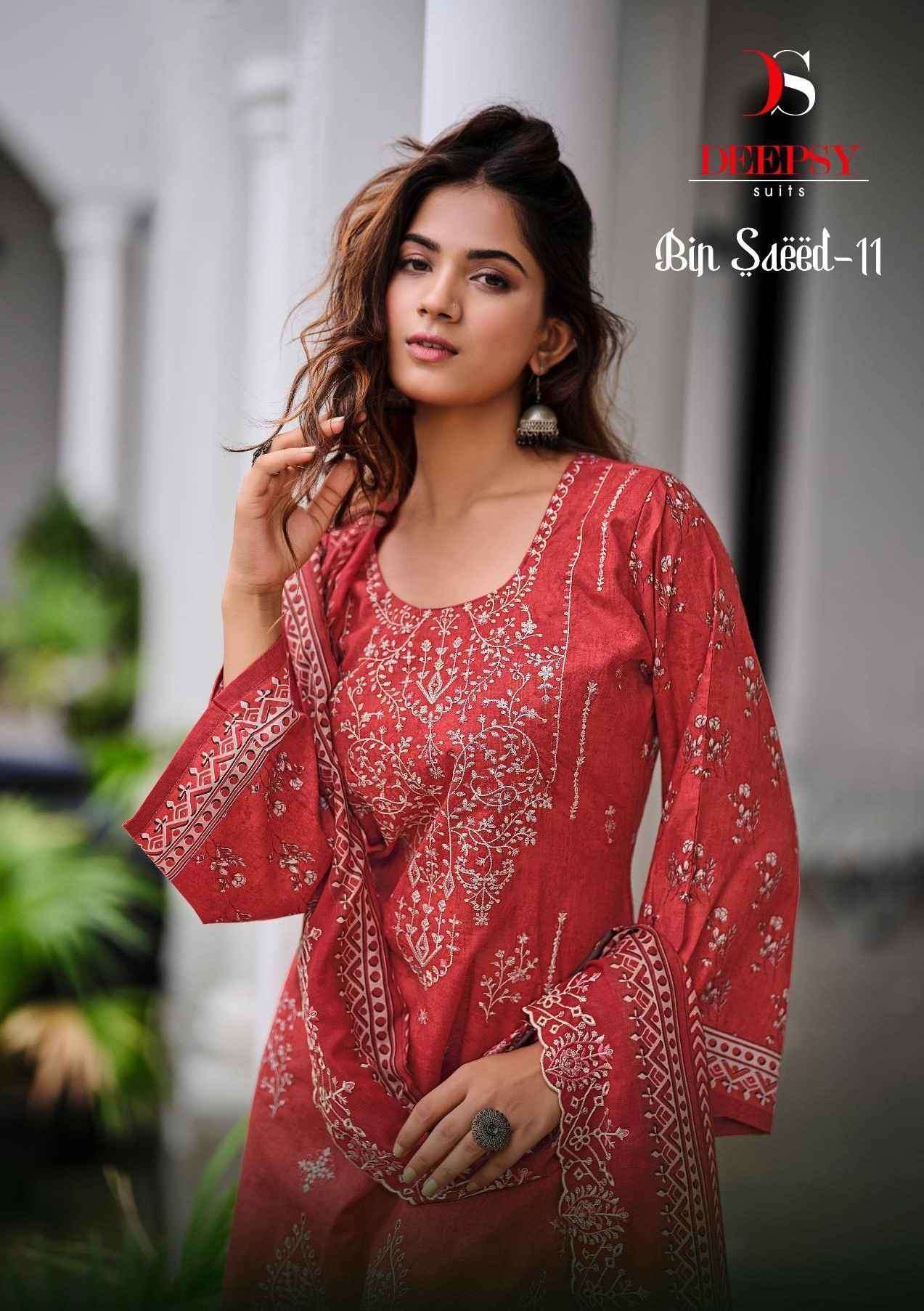 BIN SAEED VOL-11 BY DEEPSY SUITS 41001 TO 41006 SERIES COTTON EMBROIDERY PAKISTANI DRESSES