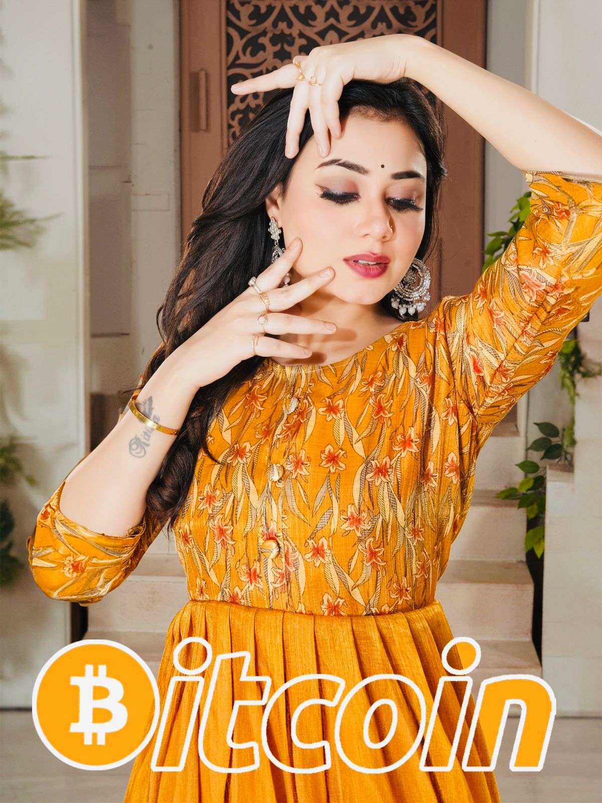 BITCOIN BY AQSAWHOLESALE 001 TO 008 SERIES TISSE FABRIC PRINT LONG KURTIS