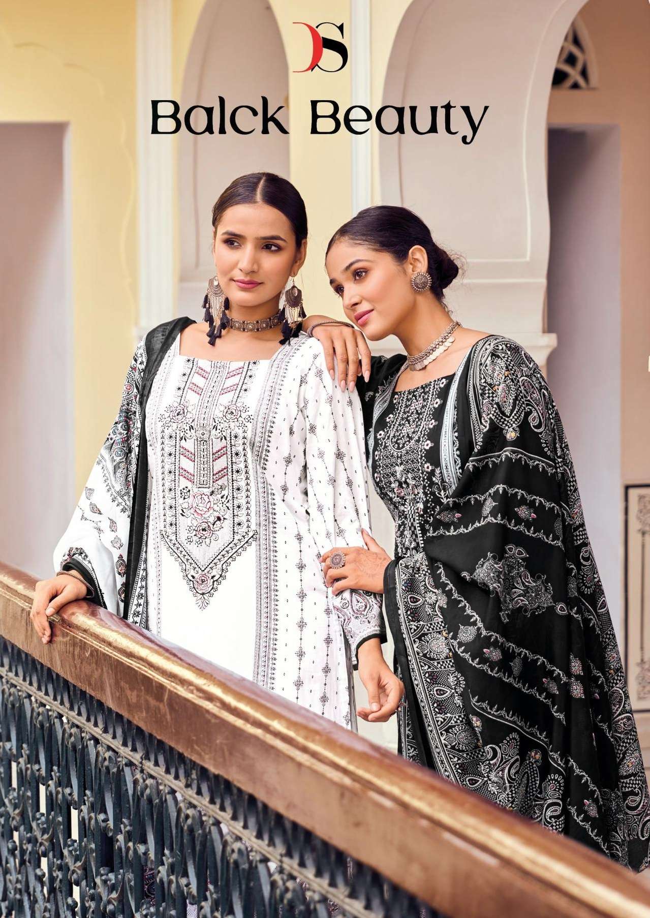 BLACK BEAUTY BY DEEPSY SUITS 1001 TO 1008 SERIES PURE COTTON EMBROIDERY WORK DRESSES