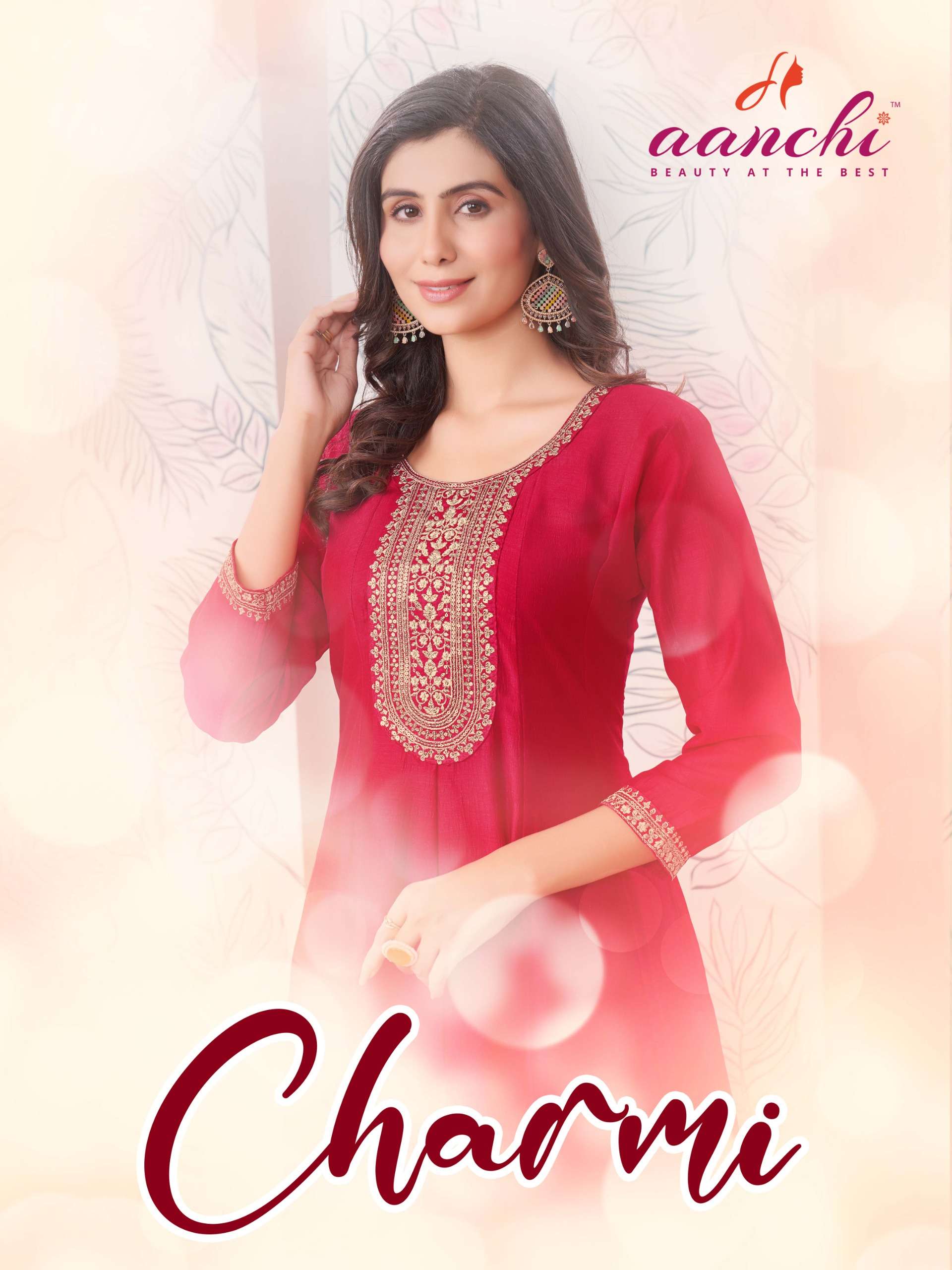 CHARMI BY AANCHI 7101 TO 7106 SERIES VICHITRA SILK EMBROIDERY WORK KURTIS