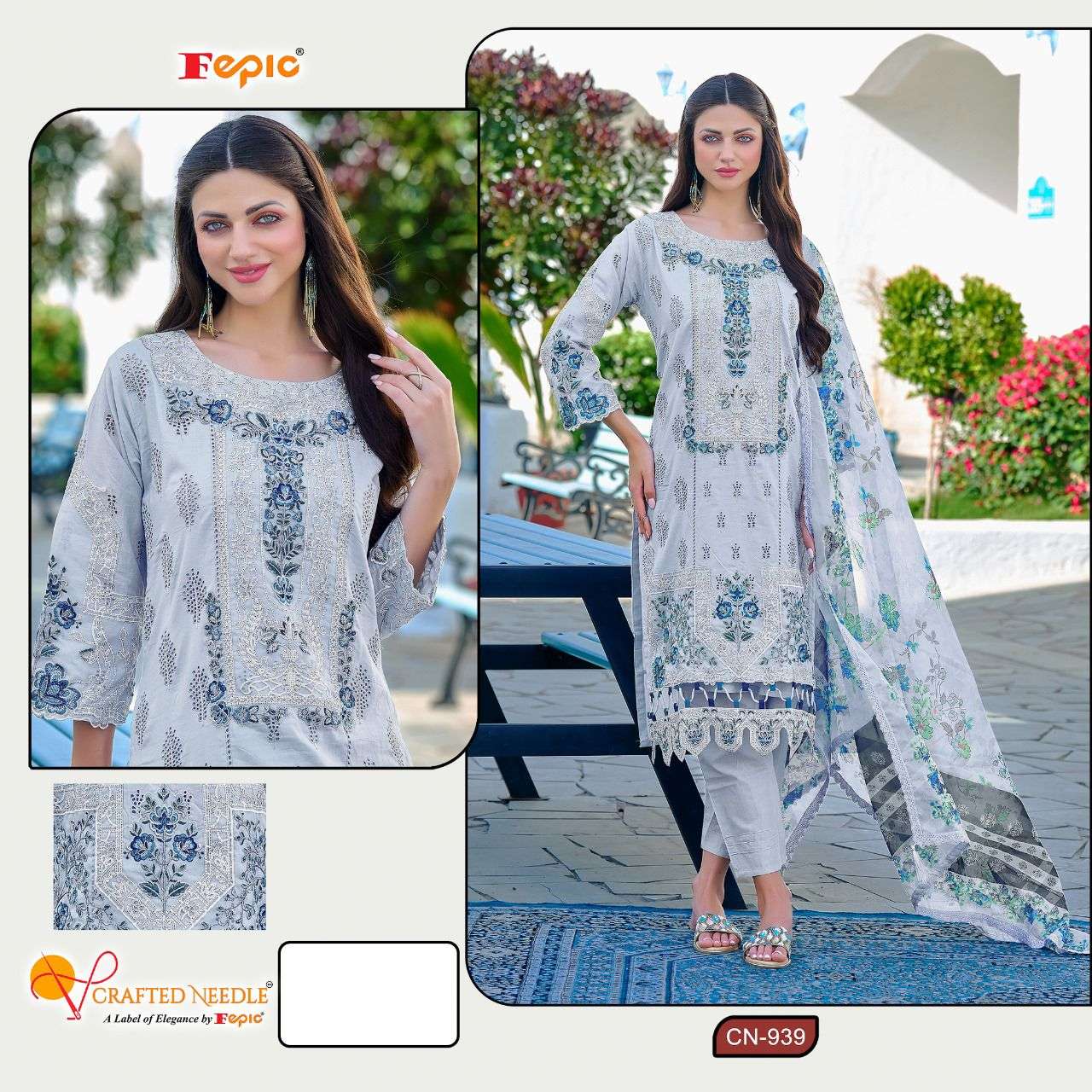 CN-939 COLOURS BY FEPIC 939-A TO 939-C SERIES CAMBRIC COTTON WORK READYMADE DRESSES