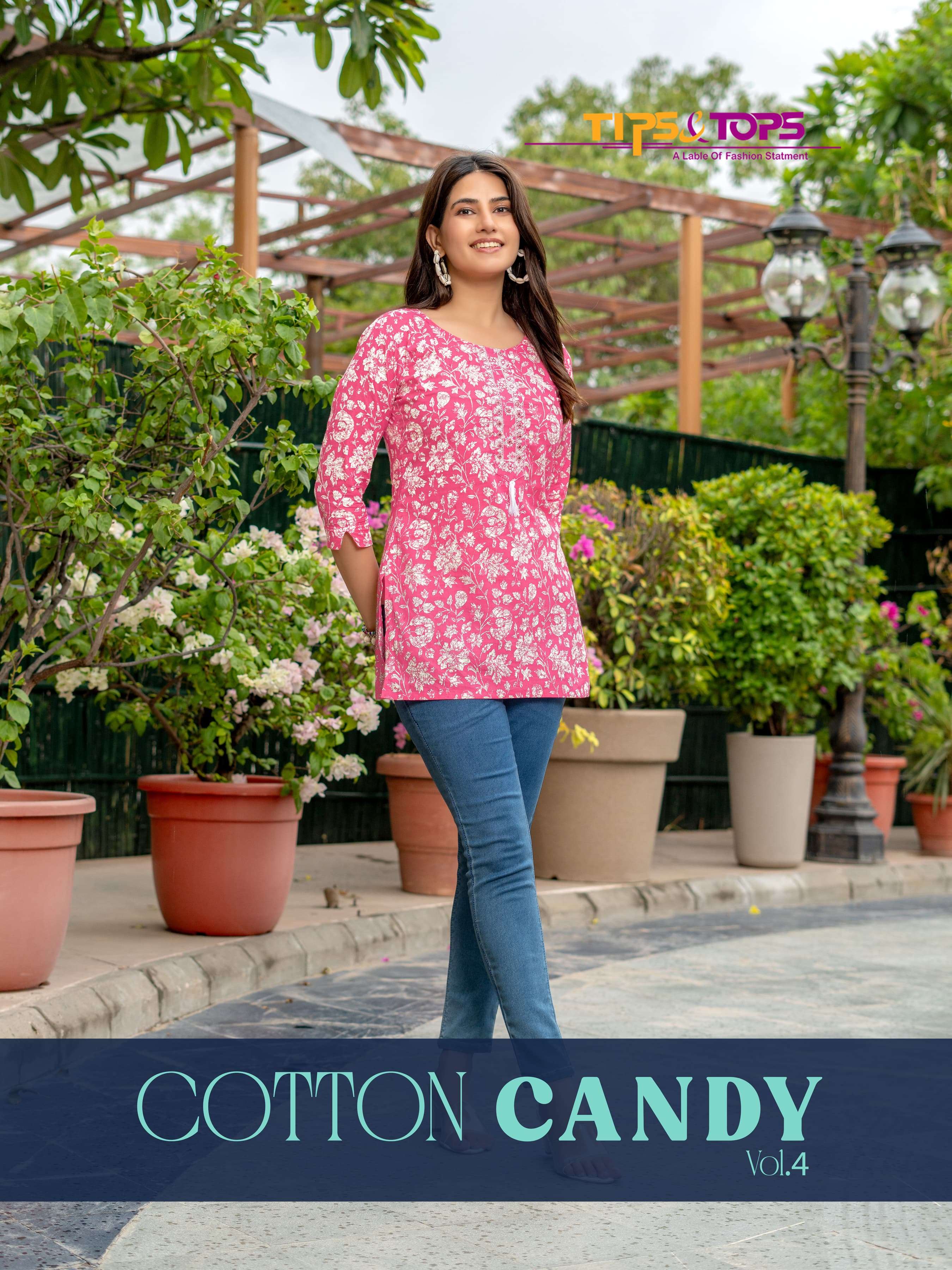 COTTON CANDY VOL-4 BY TIPS AND TOPS 101 TO 106 SERIES COTTON PRINT WORK TOPS