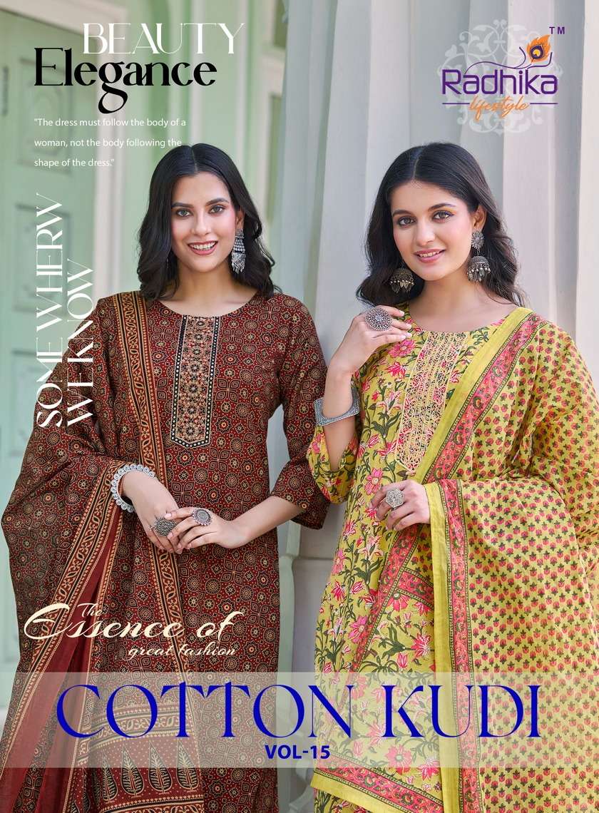 COTTON KUDI VOL-15 BY RADHIKA LIFESTYLE 1501 TO 1508 SERIES COTTON WORK READYMADE DRESSES