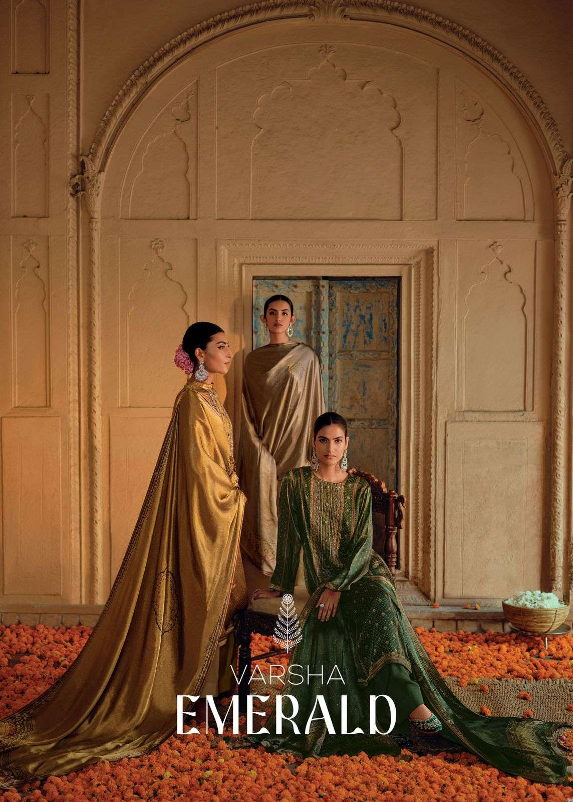 EMERALD BY VARSHA ER-01 TO ER-05 SERIES MODAL SATIN PRINT HAND WORK DRESSES