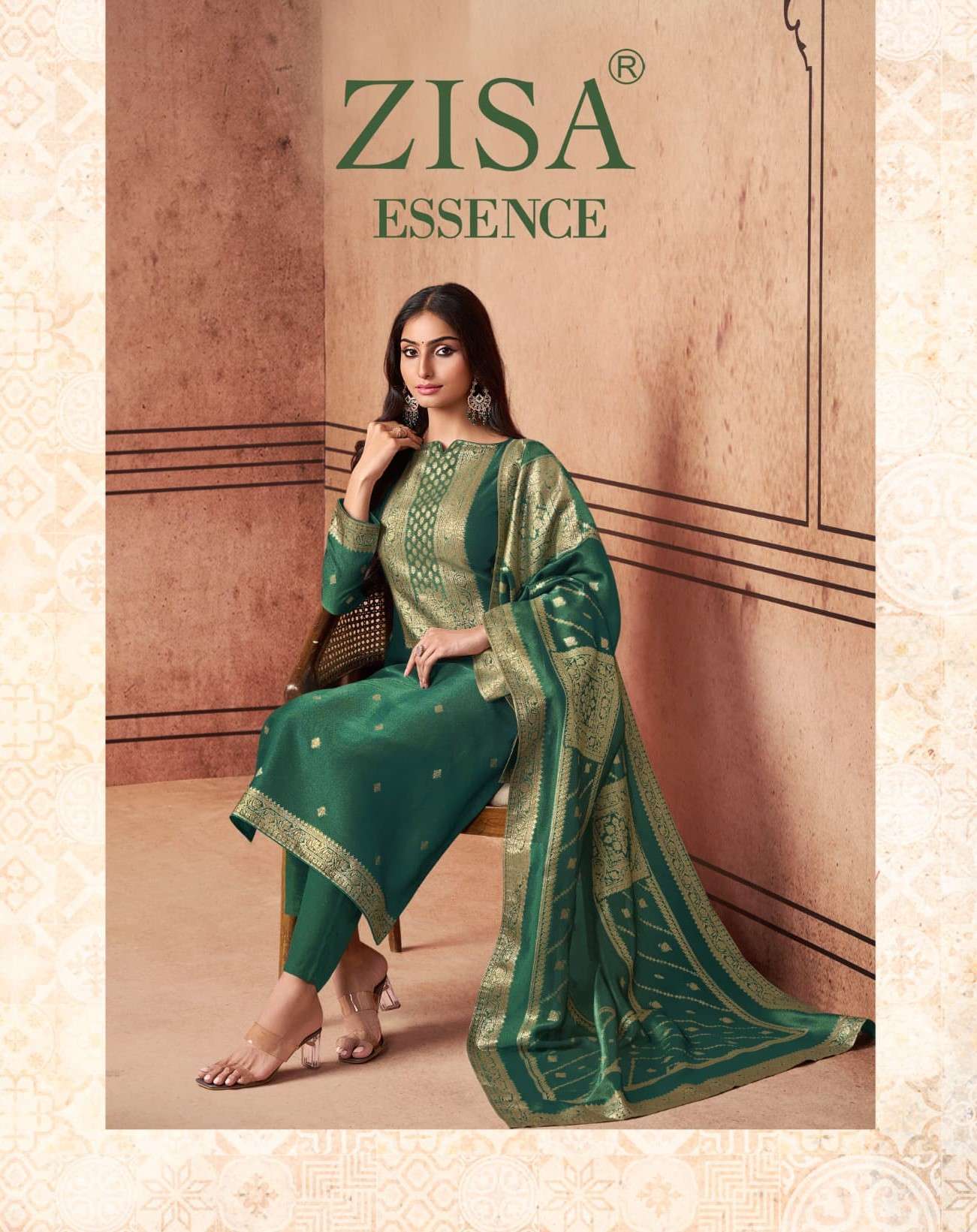 ESSENCE BY ZISA 15231 TO 15235 SERIES SHIMMER SILK JACQURD WORK DRESSES